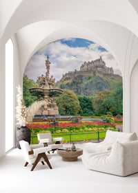 Majestic Edinburgh Castle and Ross Fountain Garden Wall Mural