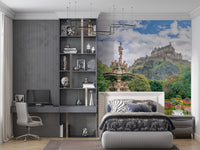 Majestic Edinburgh Castle and Ross Fountain Garden Wall Mural