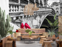 Red Stilettos and Rose on the Rialto Bridge Wall Mural