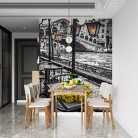 Venetian Rain with Golden Roses Wall Mural