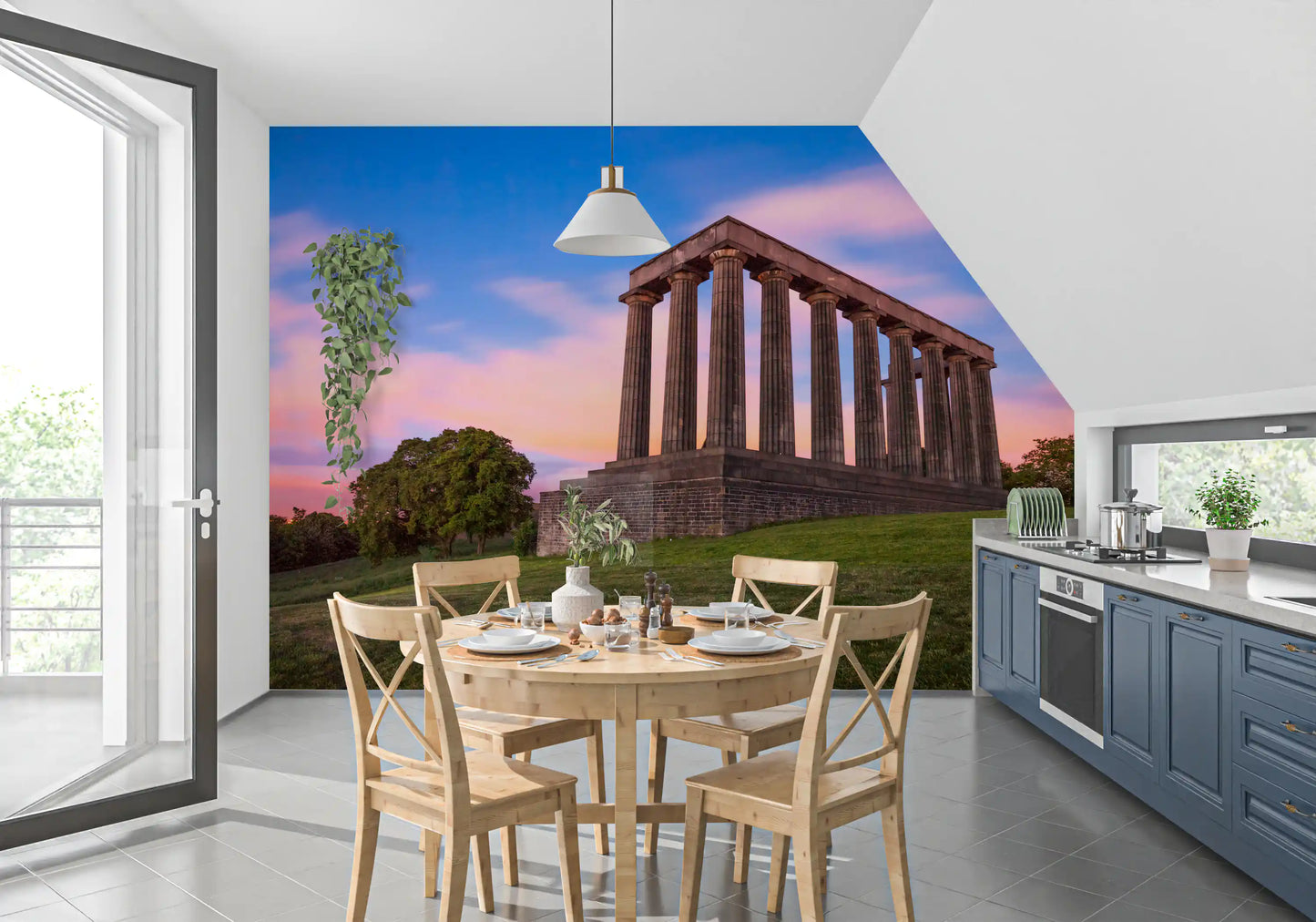 Sunset Over Calton Hill Colonnade Wall Mural