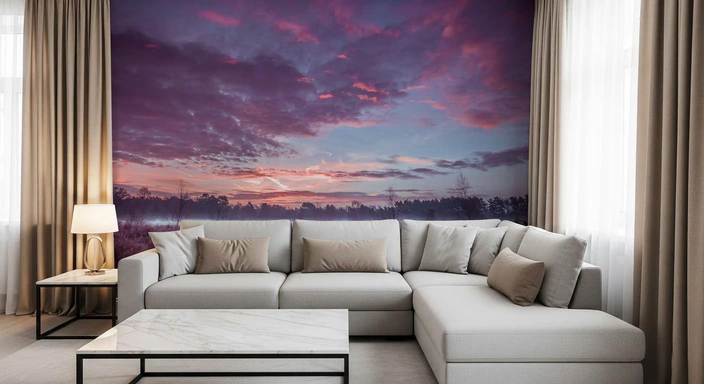 Violet Twilight Frost Meadow Wall Mural