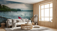 Crimson Accent on Lake District Shore Wall Mural