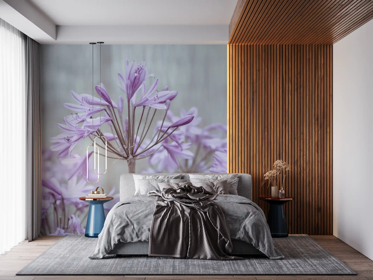 Serene Lilac Agapanthus Blossoms Wall Mural