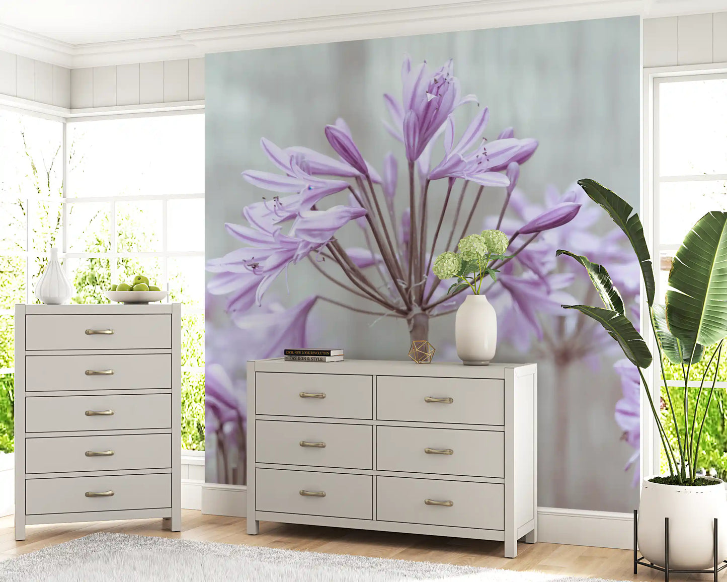 Serene Lilac Agapanthus Blossoms Wall Mural
