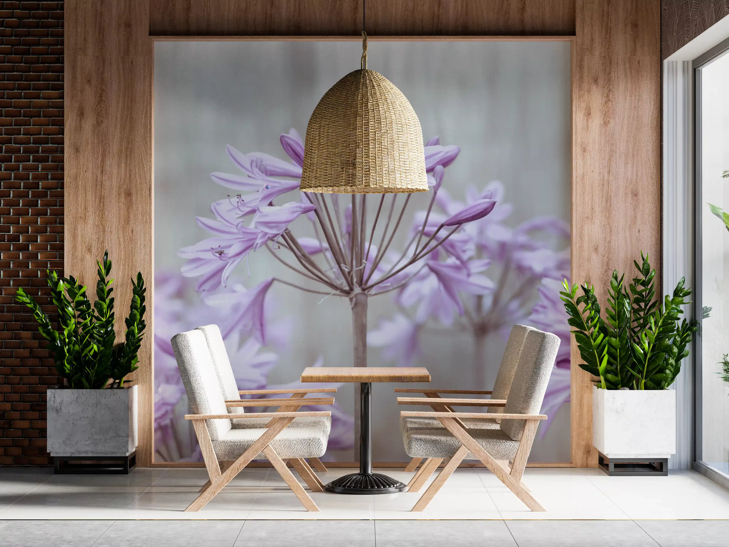 Serene Lilac Agapanthus Blossoms Wall Mural