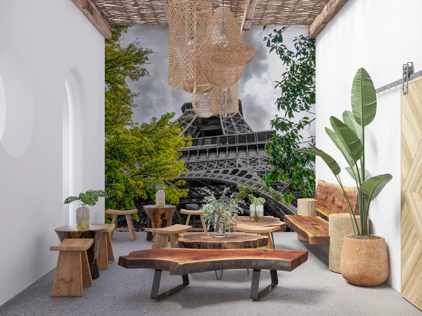 Parisian Skyward Perspective Art Wall Mural