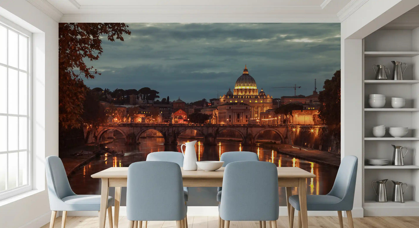 Sunset Over Saint Peters Basilica Wall Mural