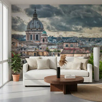 Rome Rooftops under Dramatic Skies Wall Mural