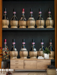 Tuscan Chianti Bottles in Straw Fiaschi Wall Mural