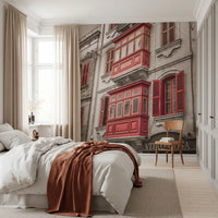 Crimson Maltese Balconies of Vittoriosa Wall Mural