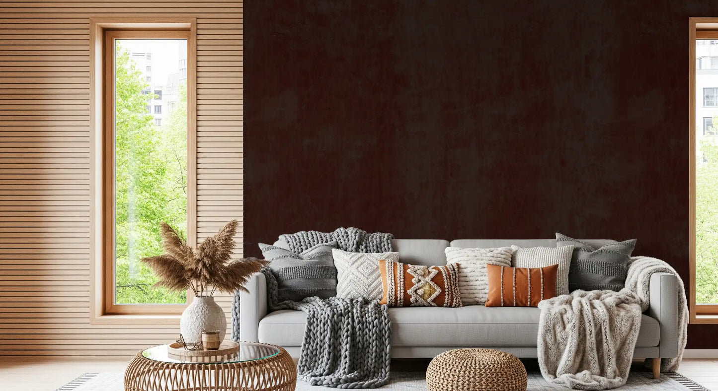 Deep Crimson and Dark Charcoal Grunge Texture Wall Mural