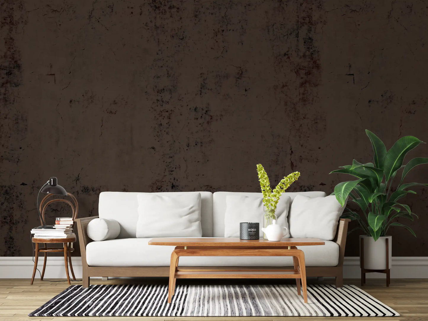 Moody Antique Dark Brown Plaster Wall Mural