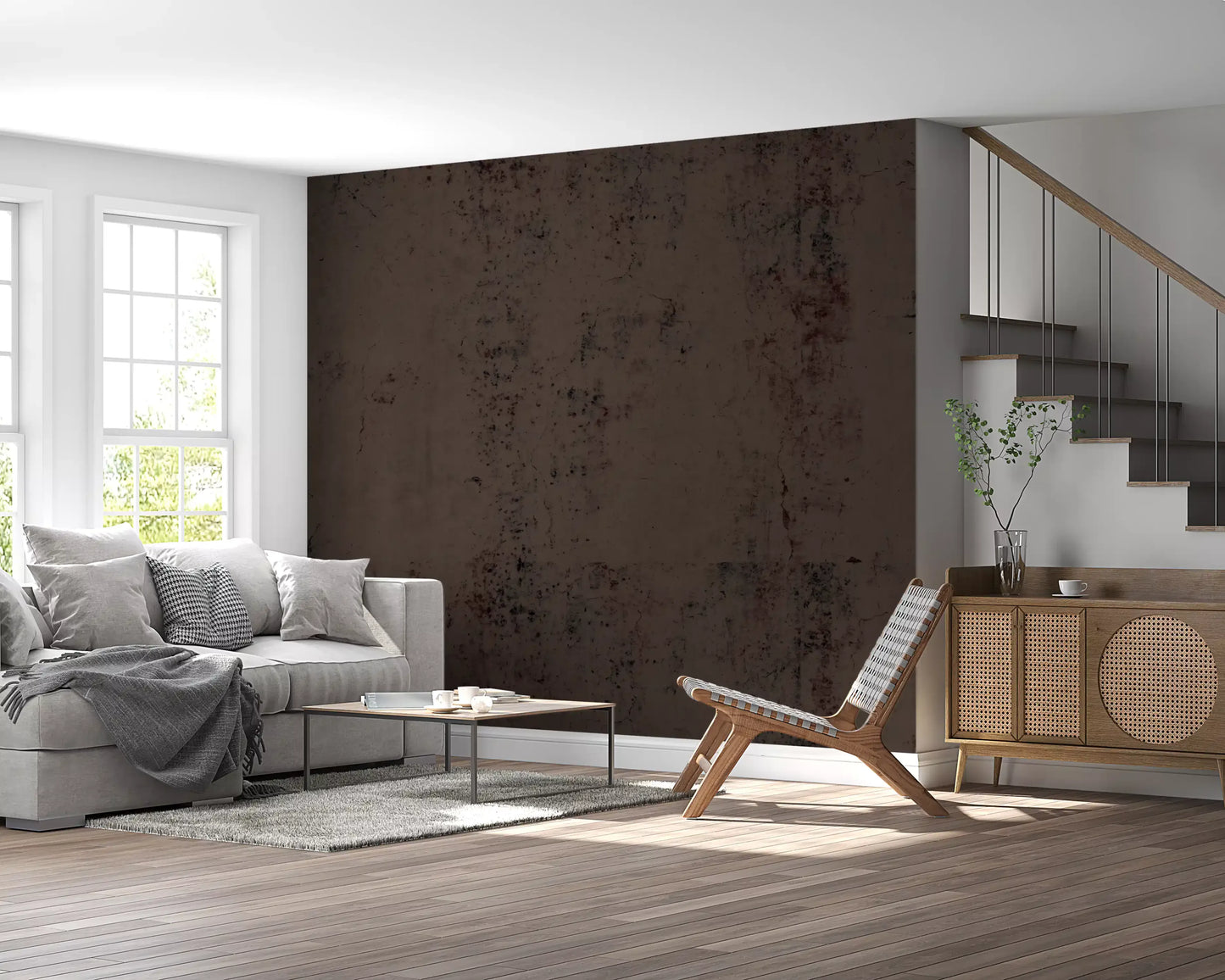 Moody Antique Dark Brown Plaster Wall Mural