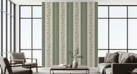 Winding Sage Vine Linen Stripe Wallpaper⁠