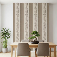Trailing Vine and Linen Stripe Panel Wallpaper⁠