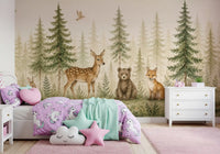 Whimsical Woodland Forest Friends Wall Mural