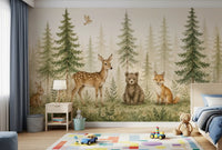 Whimsical Woodland Forest Friends Wall Mural