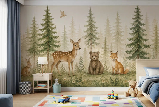 Whimsical Woodland Forest Friends Wall Mural