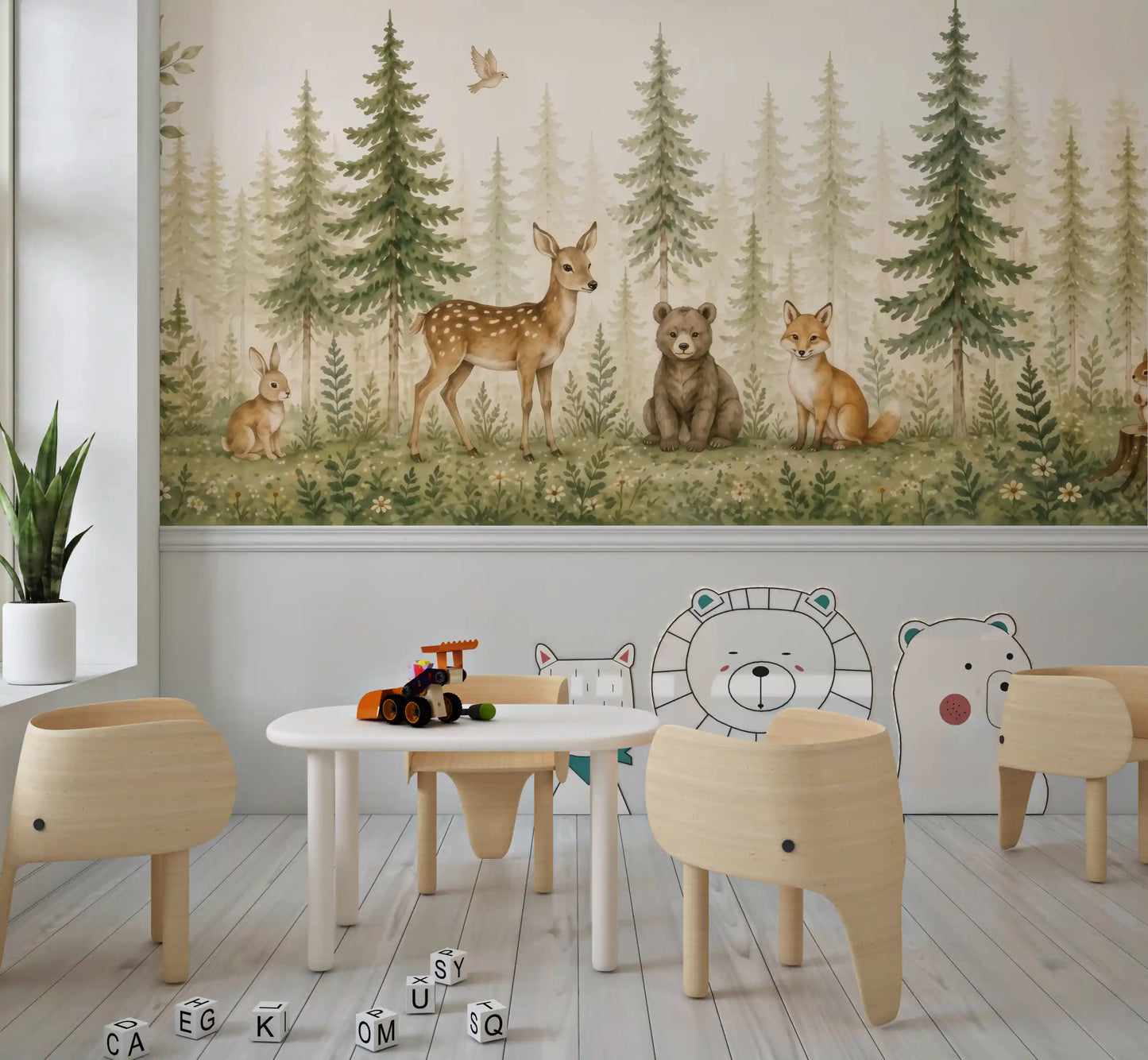 Whimsical Woodland Forest Friends Wall Mural