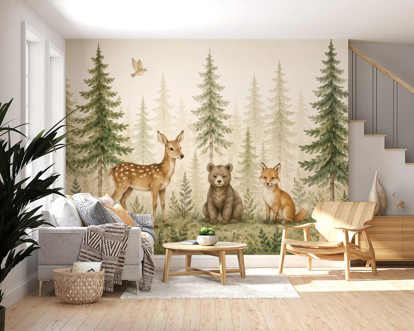 Whimsical Woodland Forest Friends Wall Mural