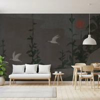 Flight of the Red Crowned Cranes Wall Mural