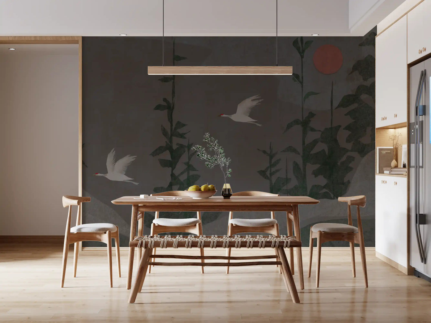 Flight of the Red Crowned Cranes Wall Mural