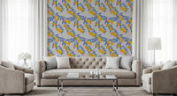 Lemon Branches Blue Leaves Wallpaper⁠