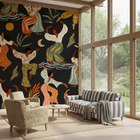 Earthy Boho Rhythms under Sun and Moon Wall Mural