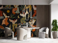 Earthy Boho Rhythms under Sun and Moon Wall Mural