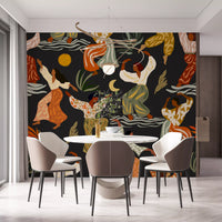 Earthy Boho Rhythms under Sun and Moon Wall Mural