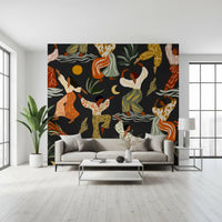 Earthy Boho Rhythms under Sun and Moon Wall Mural