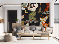 Earthy Boho Rhythms under Sun and Moon Wall Mural
