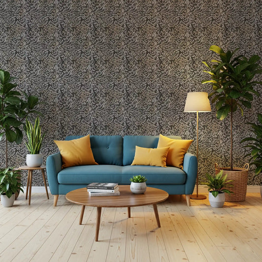 Muted leafy branches on Woodland wallpaper calming a Living room GD10980
