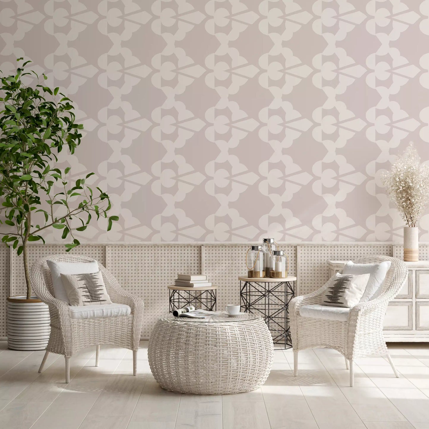 Abstract Organic Geometry in Warm Alabaster Wallpaper⁠
