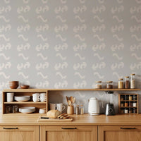 Playful Primitive Shapes on Soft Slate Wallpaper⁠