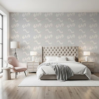 Playful Primitive Shapes on Soft Slate Wallpaper⁠