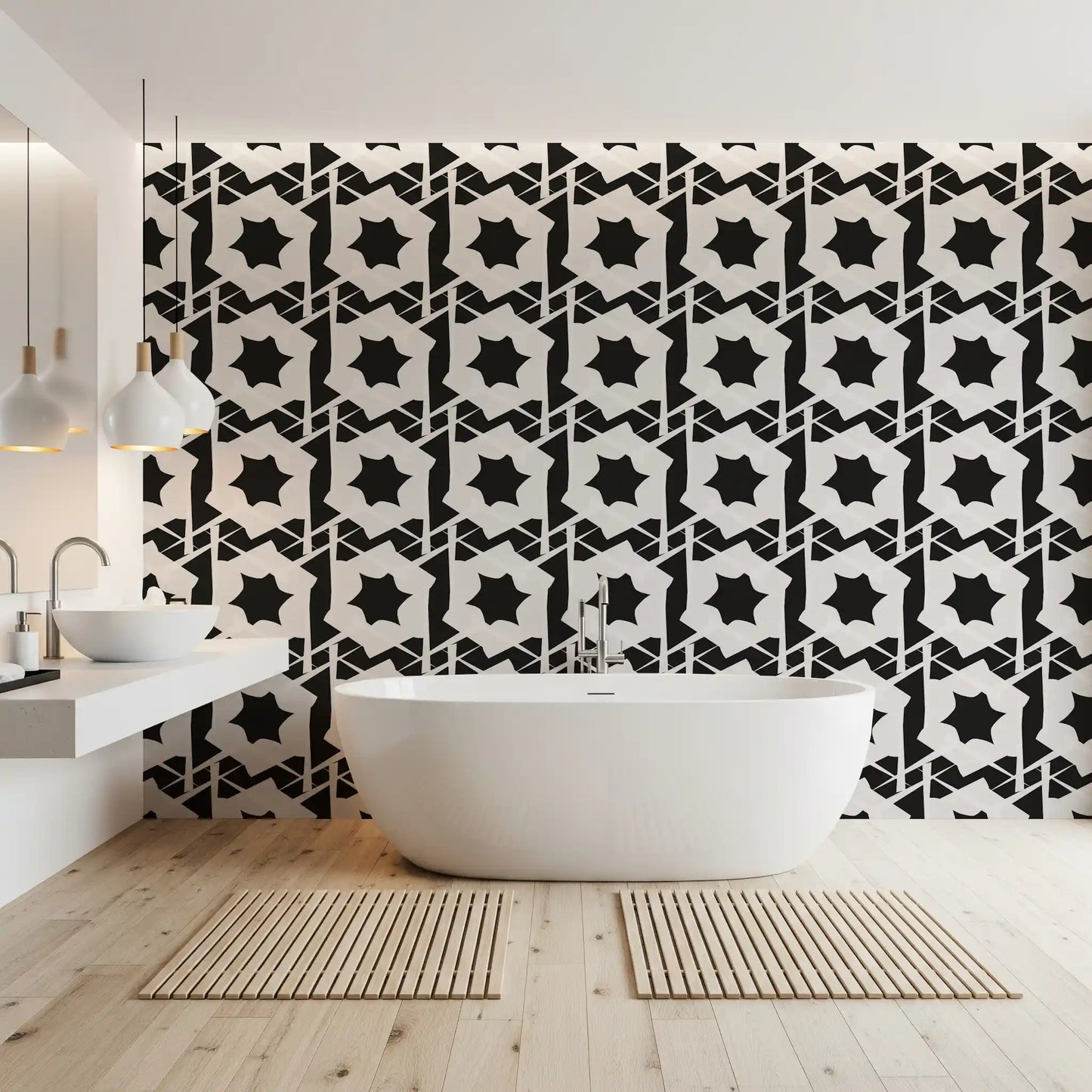 Interlocking Monochromatic Geometry Wallpaper⁠