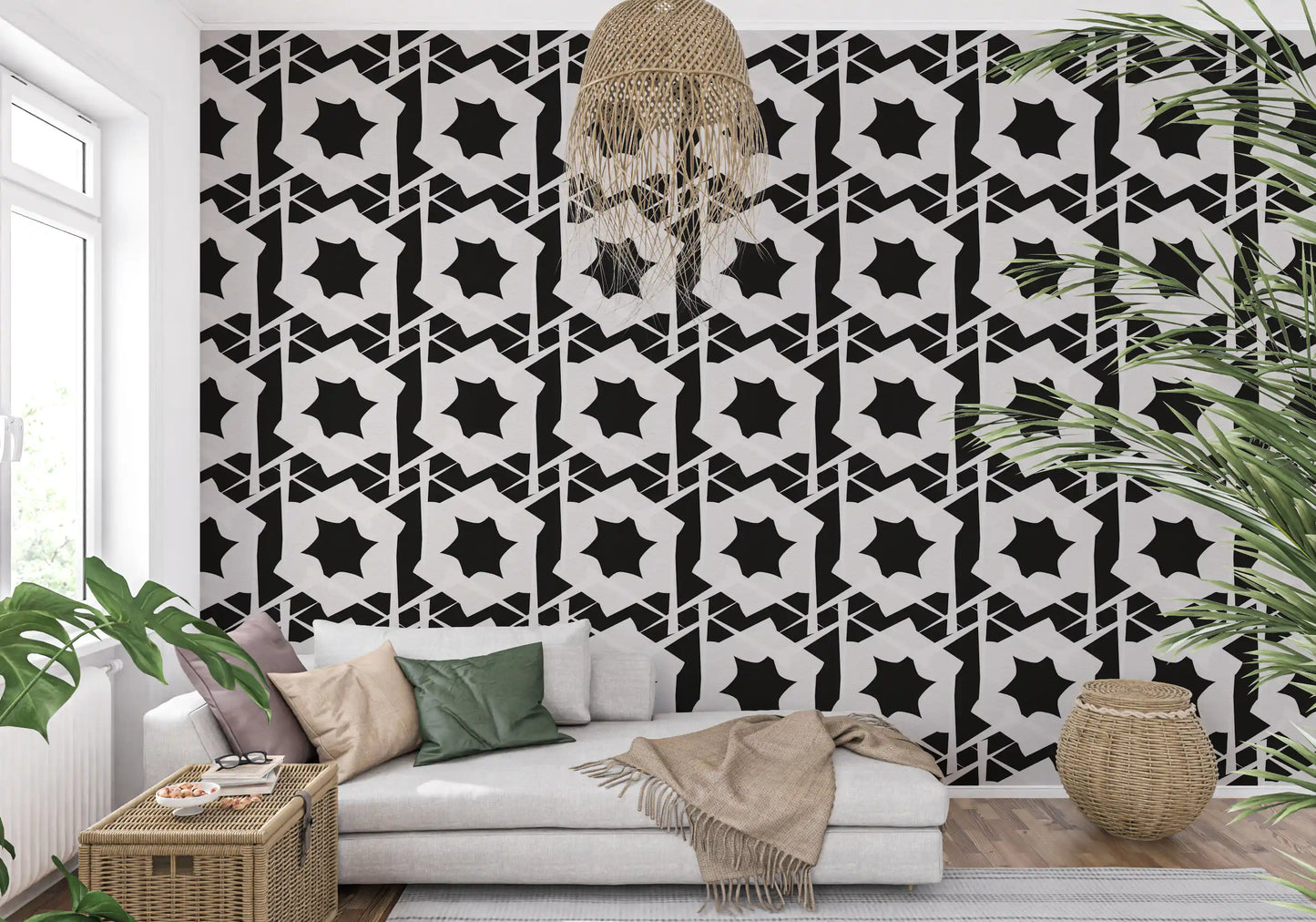 Interlocking Monochromatic Geometry Wallpaper⁠