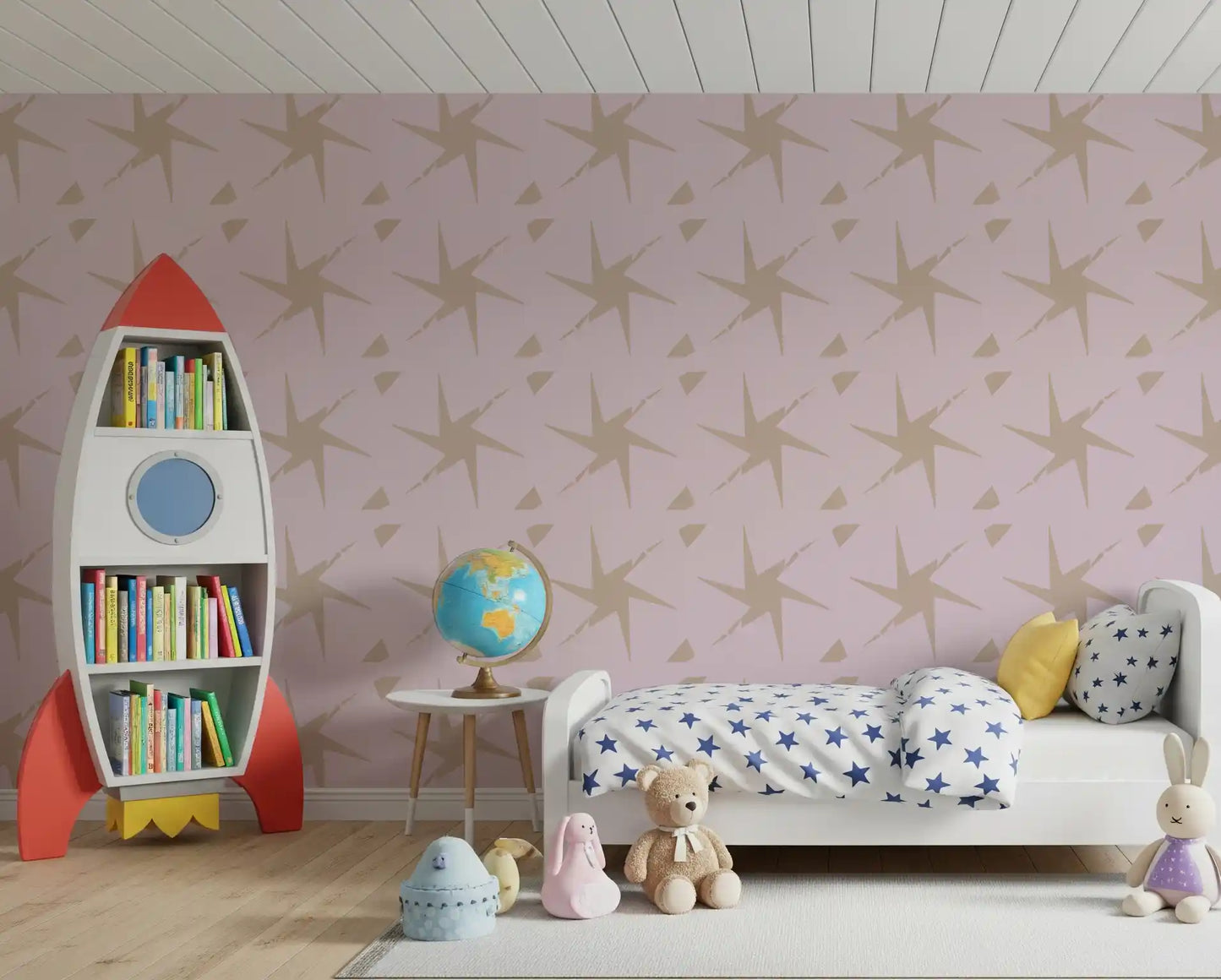Retro Starburst Pale Pink Geometric Wallpaper⁠