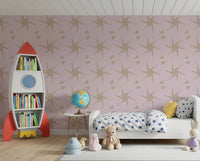Retro Starburst Pale Pink Geometric Wallpaper⁠