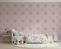Retro Starburst Pale Pink Geometric Wallpaper⁠