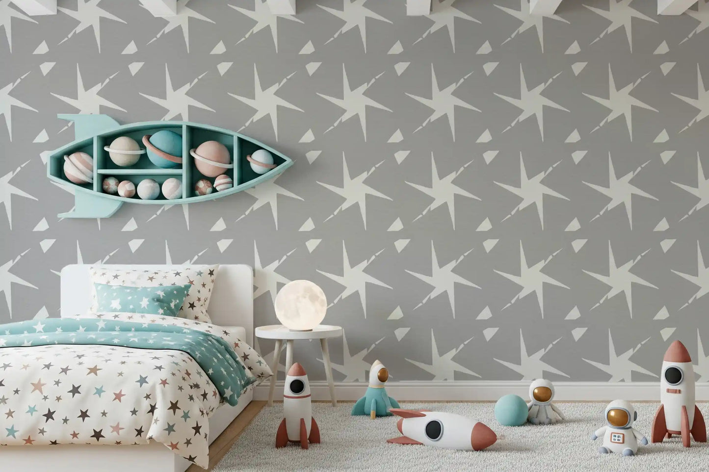 Textured Starburst Geometric Motif Wallpaper⁠
