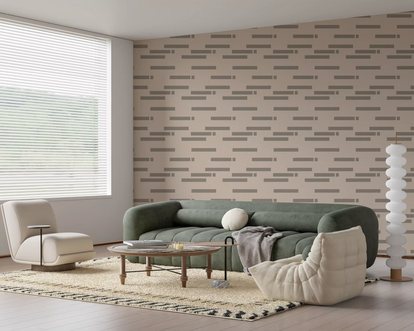 Minimalist Linear Rhythm in Taupe and Slate Wallpaper⁠
