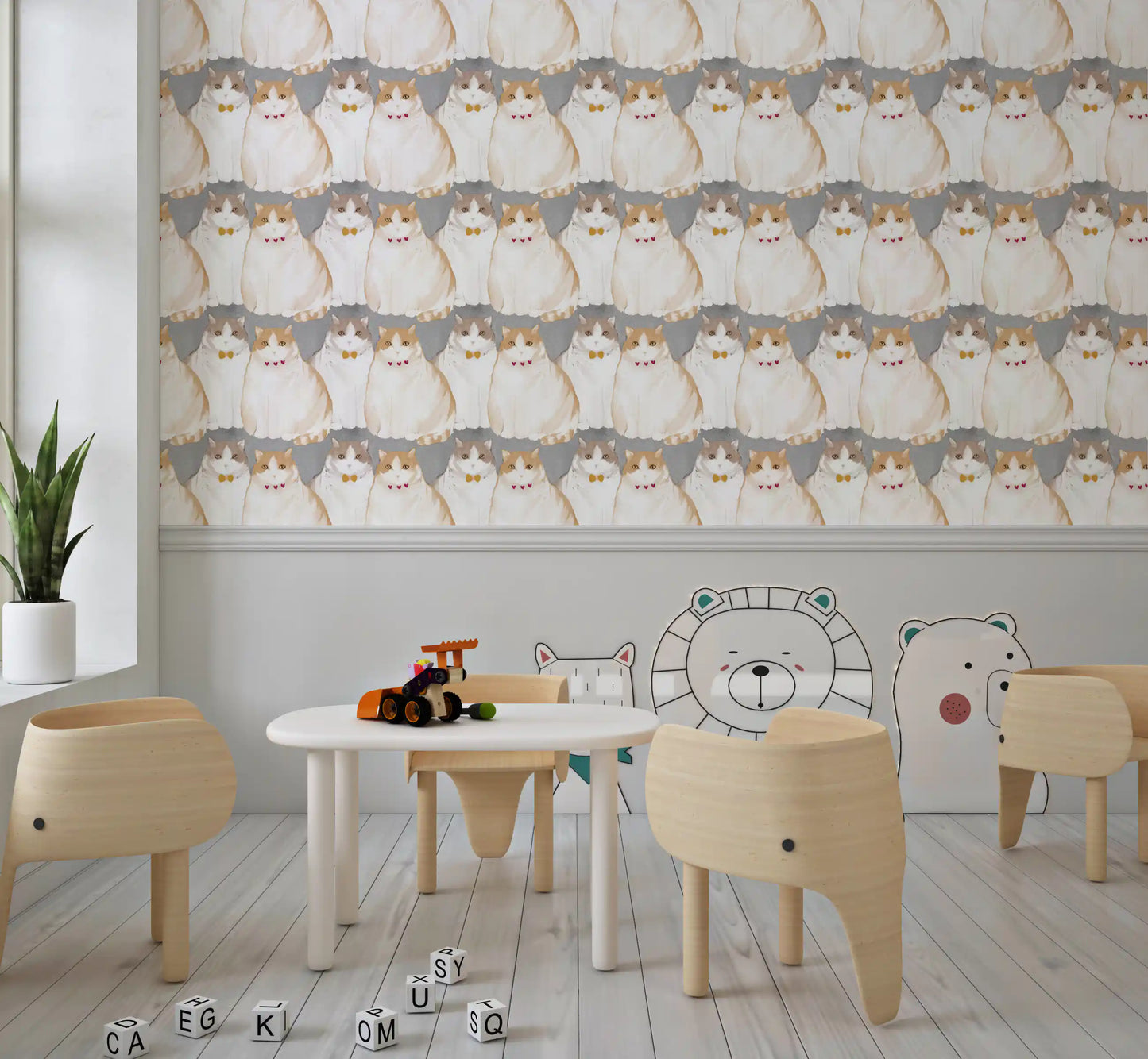Adorable Chubby Kittens Repeating Wallpaper⁠