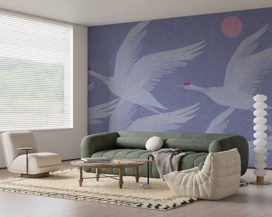 Origami wings wall mural lending calm to a quiet Living room  GD11008
