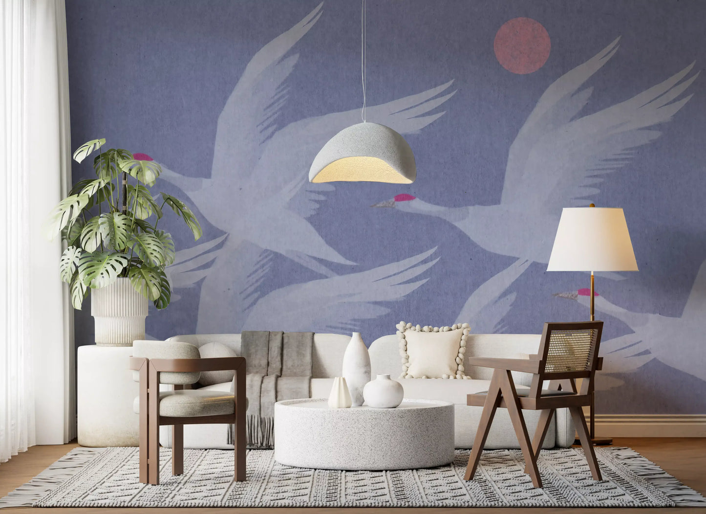 Origami Wings over Periwinkle Sky Wall Mural