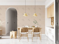 Serene Winged Flight Soft Ochre Pattern Wallpaper⁠