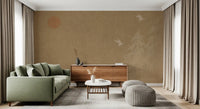 Minimalist Oriental Sun and Pine Trees Wall Mural