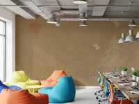 Minimalist Oriental Sun and Pine Trees Wall Mural